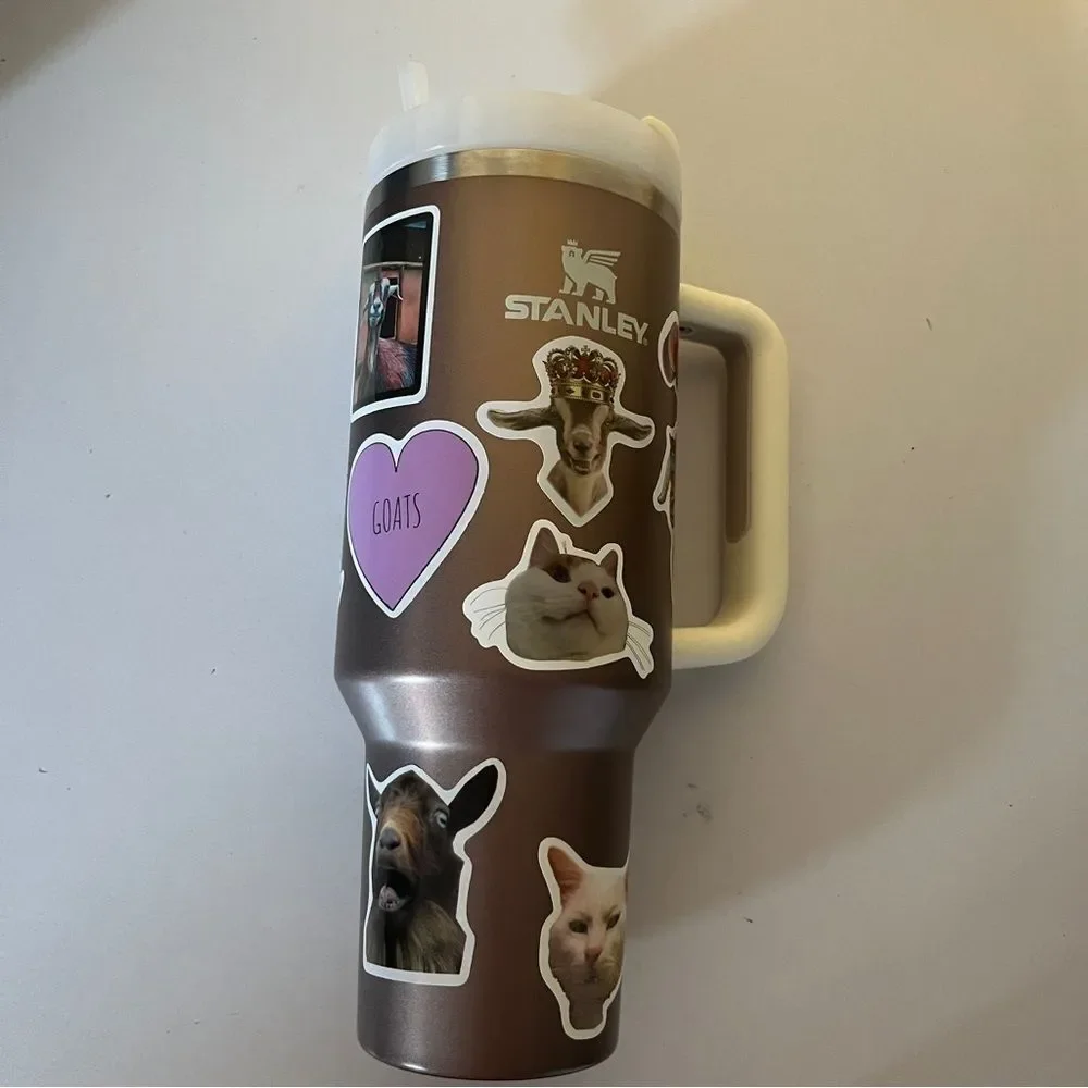 Stanley Travel Mug with Animal Stickers – 40 oz Tumbler with Straw & Hand - Picture 3 of 4